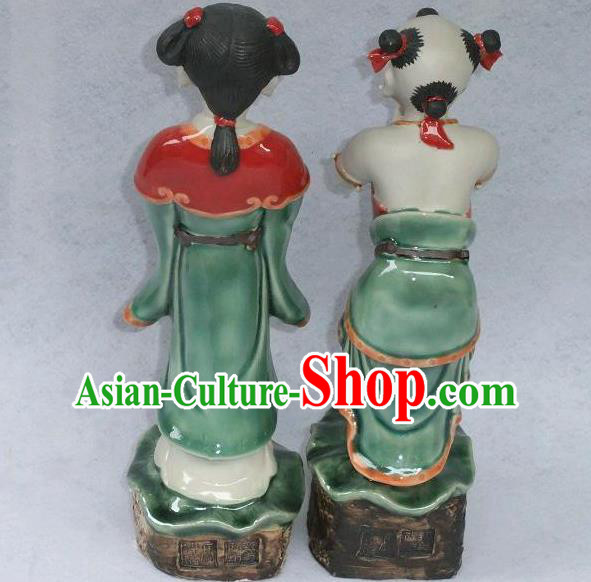 Chinese Shi Wan Ceramic Craft Long Lv Hong Hai Er Statues Chinese Shi Wan Ceramic Craft Long Lv Hong Hai Er Statues