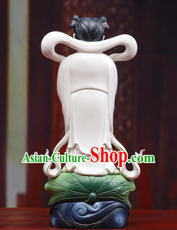 Chinese Handmade Dragon Girl Porcelain Statue White Ceramic Long Nv Craft Chinese Handmade Dragon Girl Porcelain Statue White Ceramic Long Nv Craft