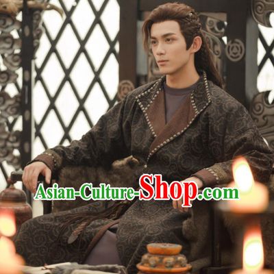 Chinese Ancient Swordsman Garment Costumes Traditional Hanfu Black Robe Drama The Long Ballad Ashile Sun Prince Clothing