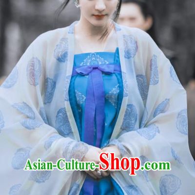 Chinese Drama The Long Ballad Li Chang Ge Ruqun Clothing Ancient Princess Garment Costumes Traditional Blue Hanfu Dress Apparels