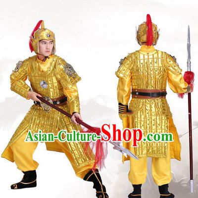 China Ancient General Golden Armor and Helmet Complete Set