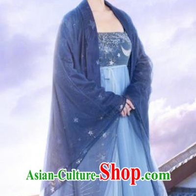 China Ancient Infanta Clothing Drama The Romance of Tiger and Rose Chen Chuchu Garment Costumes Traditional Blue Hanfu Dresses
