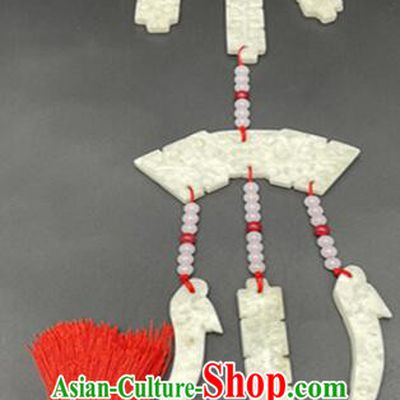 Chinese Handmade Jade Waist Accessories Ancient Groom Jade Jewelry Traditional Wedding Jade Carving Pendant