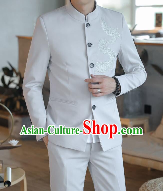 Chinese Zhongshan Groom Clothing Traditional Tang Suits Wedding Suits Embroidered Dragon Costumes Chinese Zhongshan Groom Clothing Traditional Tang Suits Wedding Suits Embroidered Dragon Costumes