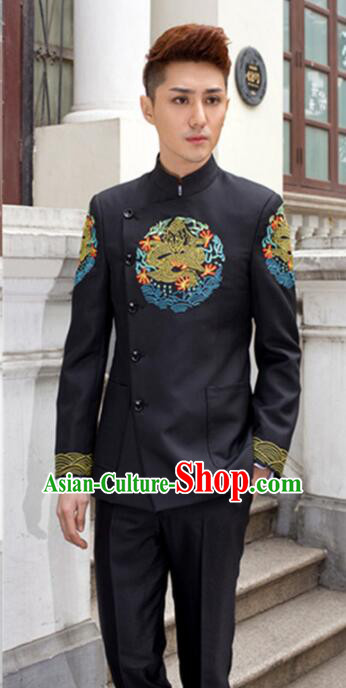 Chinese Traditional Tang Suits Wedding Suits Embroidered Dragon Costumes Zhongshan Groom Clothing Chinese Traditional Tang Suits Wedding Suits Embroidered Dragon Costumes Zhongshan Groom Clothing