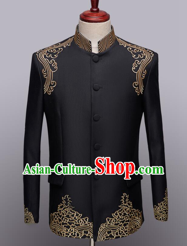 Chinese Wedding Suits Traditional Tang Zhuang Embroidered Costumes Groom Black Clothing Chinese Wedding Suits Traditional Tang Zhuang Embroidered Costumes Groom Black Clothing