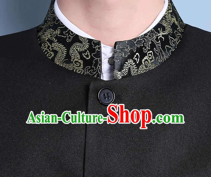 Chinese Traditional Tang Zhuang Zhongshan Costumes Groom Black Clothing Wedding Suits