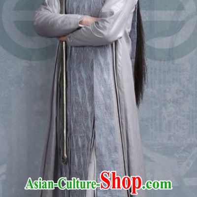 China Romance Drama The Blessed Girl Yin Xiao Costumes Traditional Noble Childe Clothing Ancient Swordsman Grey Garment
