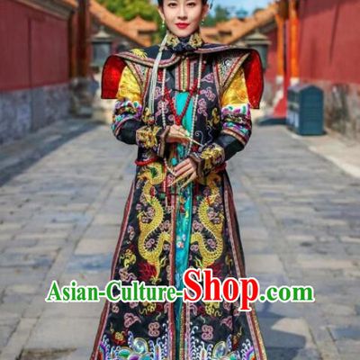 China Qing Dynasty Empress Garment Costumes Ancient Manchu Court Woman Formal Clothing Ruyi Legend Apparels