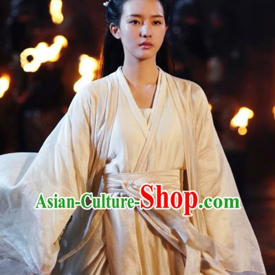China Ancient Fairy White Dress Garment Romance Drama The Blessed Girl Li Sha Costumes Traditional Young Lady Clothing