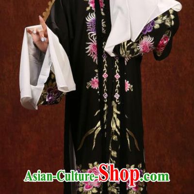 China Traditional Opera Actress Clothing Beijing Opera Diva Outer Costume Peking Opera Hua Tan Black Gown Garment