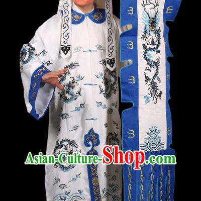 China Beijing Opera Swordsman Costume Peking Opera Wusheng White Garments Traditional Opera Soldier Clothing and Hat