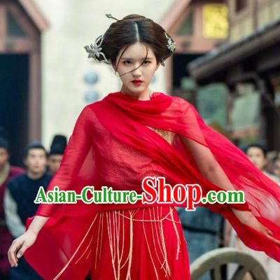 China Traditional Red Hanfu Dress Wuxia Drama The Romance of Tiger and Rose Chen Qian Qian Clothing Ancient Swordswoman Garment Costumes