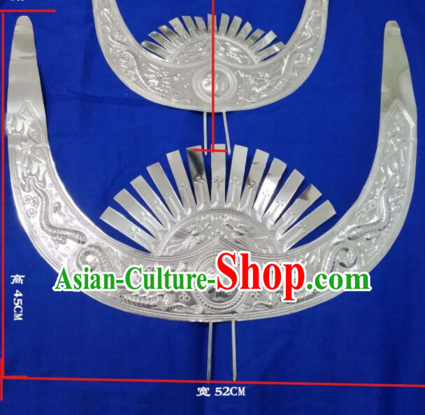 Chinese Hmong Ethnic Hair Accessories Handmade Miao Nationality Silver Horn Headpiece Chinese Hmong Ethnic Hair Accessories Handmade Miao Nationality Silver Horn Headpiece