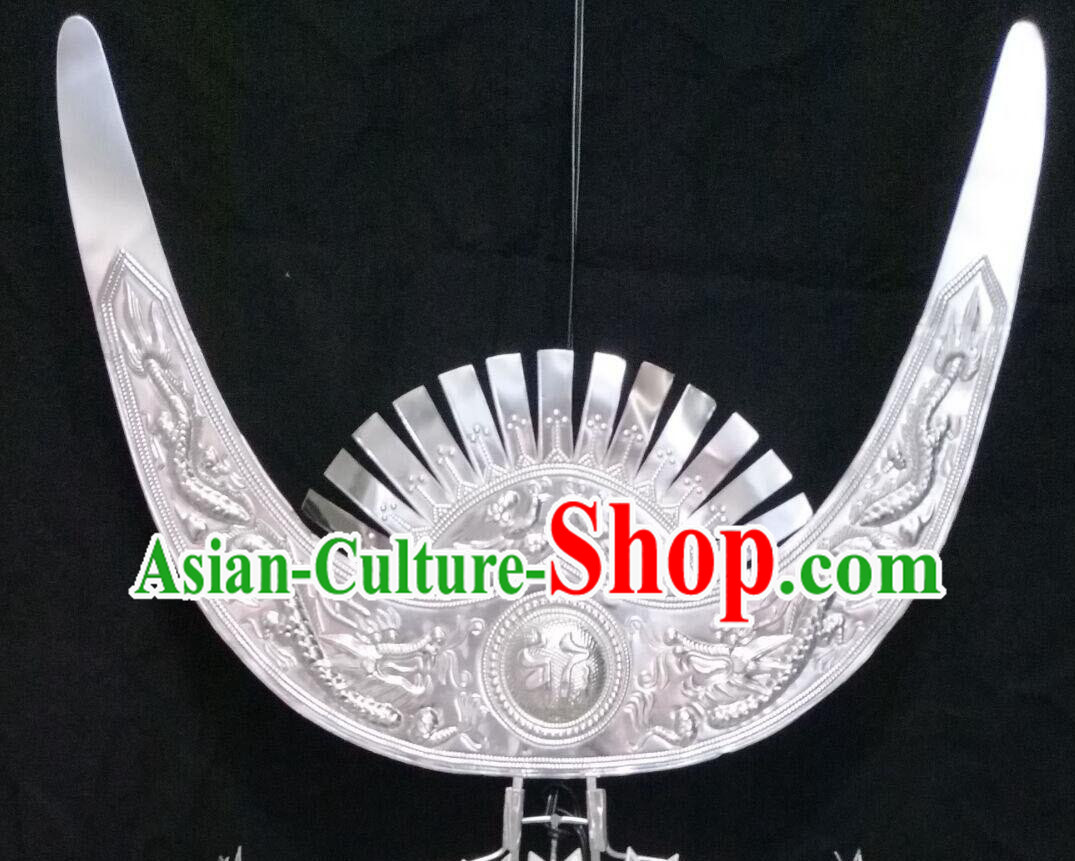 Chinese Hmong Ethnic Hair Accessories Handmade Miao Nationality Silver Horn Headpiece Chinese Hmong Ethnic Hair Accessories Handmade Miao Nationality Silver Horn Headpiece
