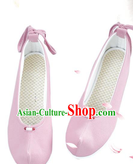 China Traditional Hanfu Pink Bow Shoes National Women Shoes Classical Dance Shoes China Traditional Hanfu Pink Bow Shoes National Women Shoes Classical Dance Shoes