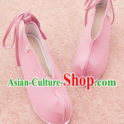 China National Female Shoes Ancient Swordswoman Pink Shoes Traditional Hanfu Cloth Shoes