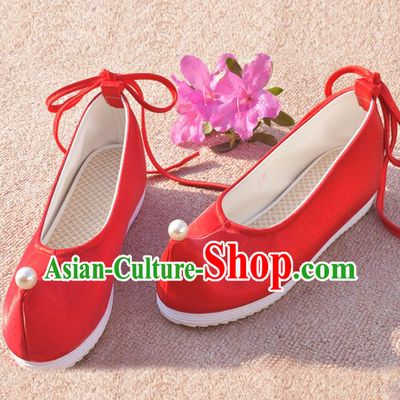 China Traditional Wedding Hanfu Shoes Ancient Princess Red Shoes National Women Shoes