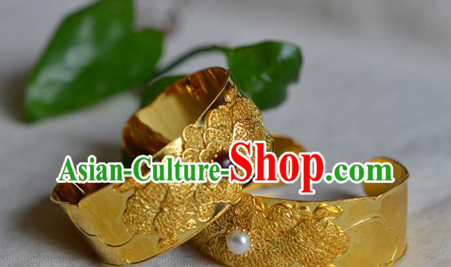 China National Bracelet Jewelry Traditional Handmade Qing Dynasty Filigree Peony Bangle Accessories China National Bracelet Jewelry Traditional Handmade Qing Dynasty Filigree Peony Bangle Accessories