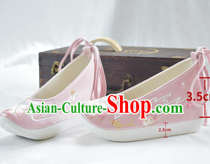 China Classical Dance Shoes Traditional Embroidered Lotus Shoe Ancient Princess Pink Cloth Shoes China Classical Dance Shoes Traditional Embroidered Lotus Shoe Ancient Princess Pink Cloth Shoes