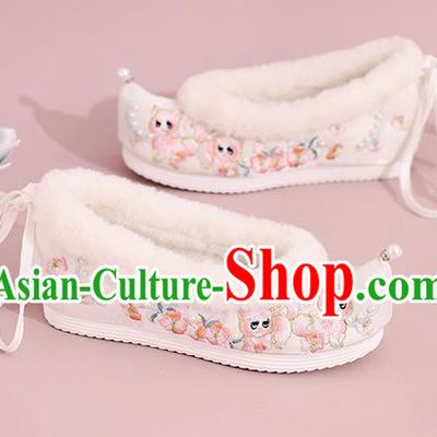 China Winter Embroidered Shoes Ming Dynasty Princess Shoes National Cloth Shoes Traditional Hanfu Shoes