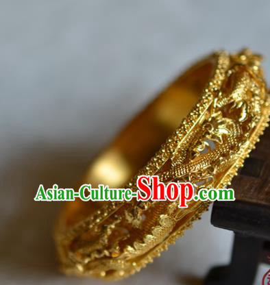 China National Filigree Golden Bracelet Jewelry Traditional Handmade Qing Dynasty Pearls Bangle Accessories China National Filigree Golden Bracelet Jewelry Traditional Handmade Qing Dynasty Pearls Bangle Accessories