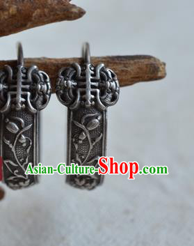 Chinese Ancient Empress Silver Ear Jewelry Traditional Retro Earrings Accessories Chinese Ancient Empress Silver Ear Jewelry Traditional Retro Earrings Accessories
