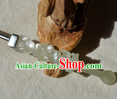 Chinese Traditional Qing Dynasty Jade Hairpin Ancient Empress Silver Hair Stick Chinese Traditional Qing Dynasty Jade Hairpin Ancient Empress Silver Hair Stick