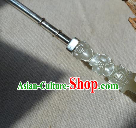 Chinese Traditional Qing Dynasty Jade Hairpin Ancient Empress Silver Hair Stick Chinese Traditional Qing Dynasty Jade Hairpin Ancient Empress Silver Hair Stick