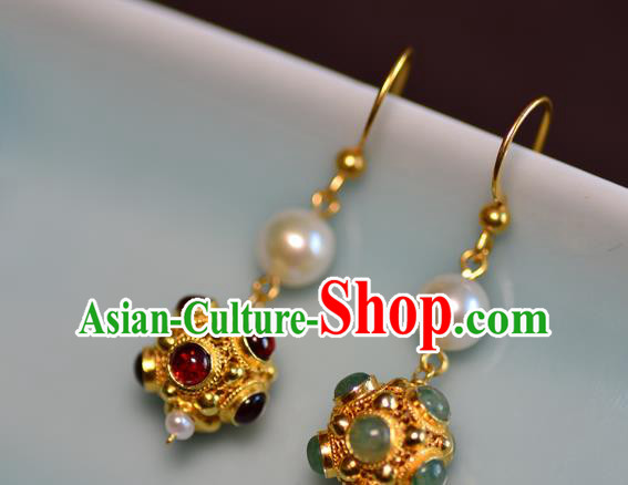 Chinese Ancient Princess Gems Ear Jewelry Traditional Sui Dynasty Palace Earrings Accessories Chinese Ancient Princess Gems Ear Jewelry Traditional Sui Dynasty Palace Earrings Accessories