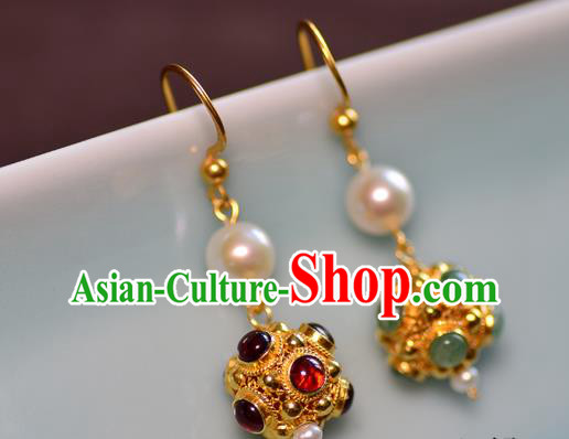 Chinese Ancient Princess Gems Ear Jewelry Traditional Sui Dynasty Palace Earrings Accessories Chinese Ancient Princess Gems Ear Jewelry Traditional Sui Dynasty Palace Earrings Accessories