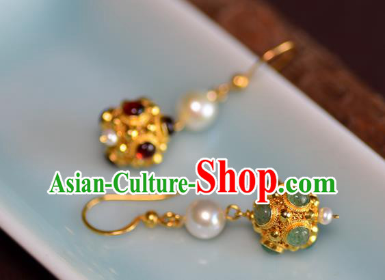 Chinese Ancient Princess Gems Ear Jewelry Traditional Sui Dynasty Palace Earrings Accessories Chinese Ancient Princess Gems Ear Jewelry Traditional Sui Dynasty Palace Earrings Accessories