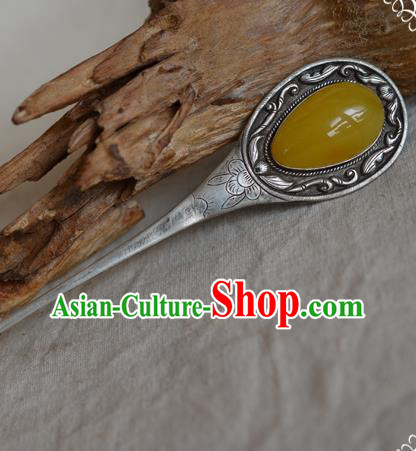 Chinese Ancient Empress Beeswax Hair Stick Traditional Qing Dynasty Silver Hairpin Chinese Ancient Empress Beeswax Hair Stick Traditional Qing Dynasty Silver Hairpin