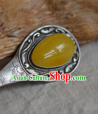 Chinese Ancient Empress Beeswax Hair Stick Traditional Qing Dynasty Silver Hairpin Chinese Ancient Empress Beeswax Hair Stick Traditional Qing Dynasty Silver Hairpin