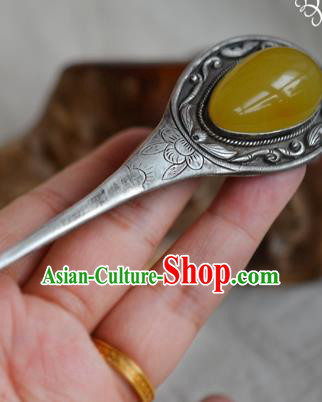 Chinese Ancient Empress Beeswax Hair Stick Traditional Qing Dynasty Silver Hairpin Chinese Ancient Empress Beeswax Hair Stick Traditional Qing Dynasty Silver Hairpin