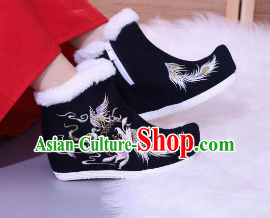 China National Winter Shoes Traditional New Year Shoes Embroidered Black Boots China National Winter Shoes Traditional New Year Shoes Embroidered Black Boots