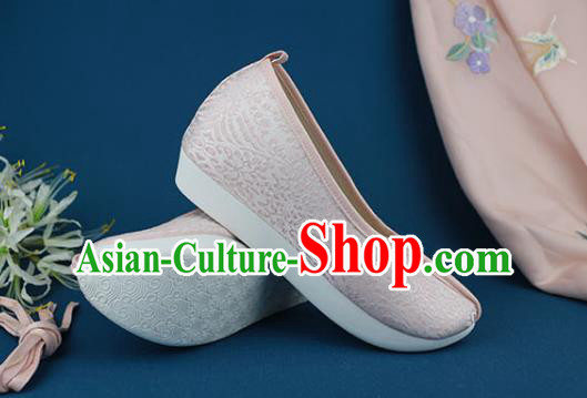 China Classical Dance Shoes Ancient Princess Shoes Traditional Ming Dynasty Pink Brocade Shoes China Classical Dance Shoes Ancient Princess Shoes Traditional Ming Dynasty Pink Brocade Shoes