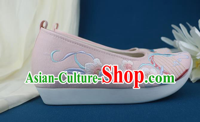 China Embroidered Pink Shoes Traditional Ming Dynasty Shoes Classical Dance Shoes China Embroidered Pink Shoes Traditional Ming Dynasty Shoes Classical Dance Shoes