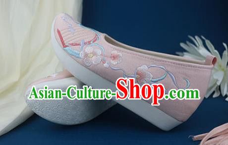 China Embroidered Pink Shoes Traditional Ming Dynasty Shoes Classical Dance Shoes China Embroidered Pink Shoes Traditional Ming Dynasty Shoes Classical Dance Shoes