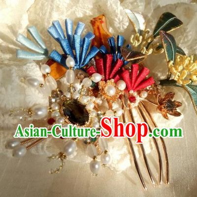 Chinese Traditional Song Dynasty Hairpin Hanfu Hair Accessories Ancient Princess Silk Osmanthus Hair Comb