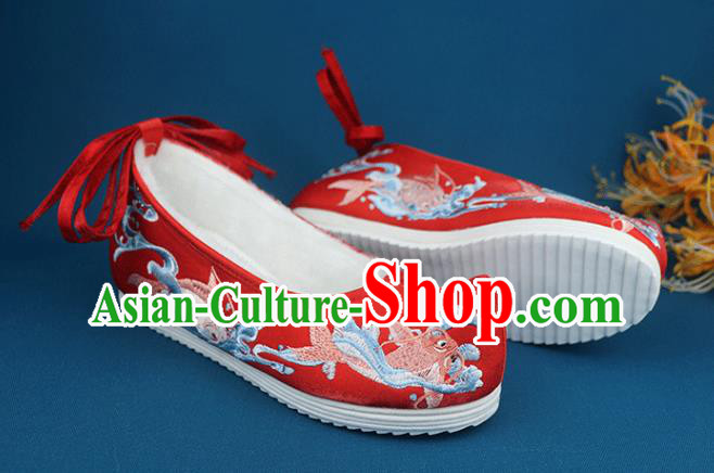 China Wedding Embroidered Red Cloth Shoes Handmade Traditional Shoes National Winter Shoes China Wedding Embroidered Red Cloth Shoes Handmade Traditional Shoes National Winter Shoes