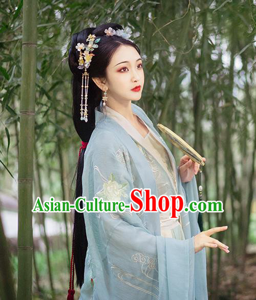 China Traditional Embroidered Hanfu Clothing Ancient Jin Dynasty Princess Costumes China Traditional Embroidered Hanfu Clothing Ancient Jin Dynasty Princess Costumes