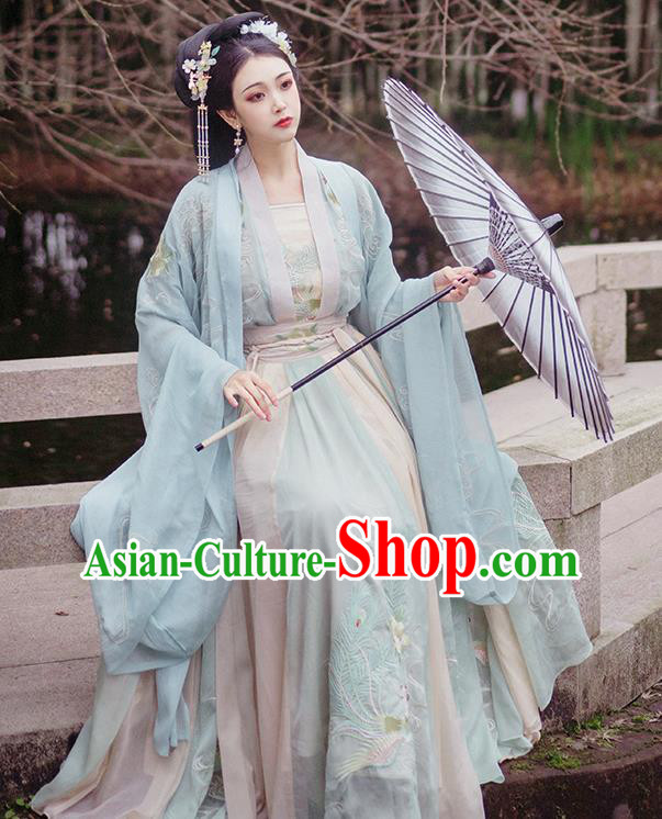 China Traditional Embroidered Hanfu Clothing Ancient Jin Dynasty Princess Costumes China Traditional Embroidered Hanfu Clothing Ancient Jin Dynasty Princess Costumes