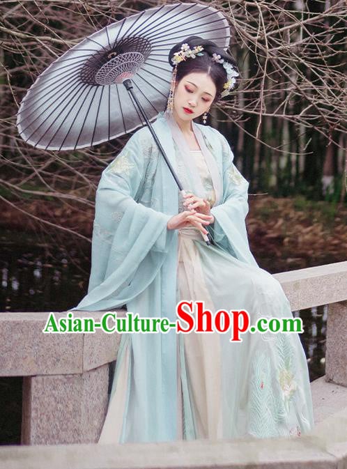 China Traditional Embroidered Hanfu Clothing Ancient Jin Dynasty Princess Costumes China Traditional Embroidered Hanfu Clothing Ancient Jin Dynasty Princess Costumes