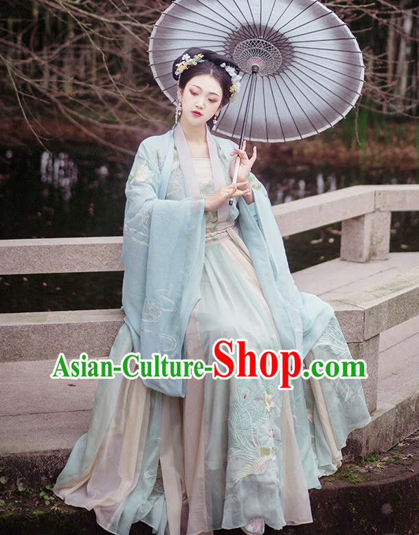 China Traditional Embroidered Hanfu Clothing Ancient Jin Dynasty Princess Costumes China Traditional Embroidered Hanfu Clothing Ancient Jin Dynasty Princess Costumes