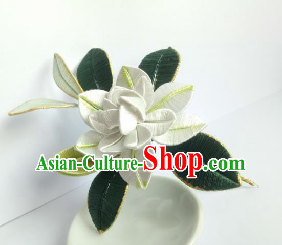 Chinese Traditional Hanfu Hair Accessories Hairpin Ancient Princess Silk Gardenia Hair Stick Chinese Traditional Hanfu Hair Accessories Hairpin Ancient Princess Silk Gardenia Hair Stick