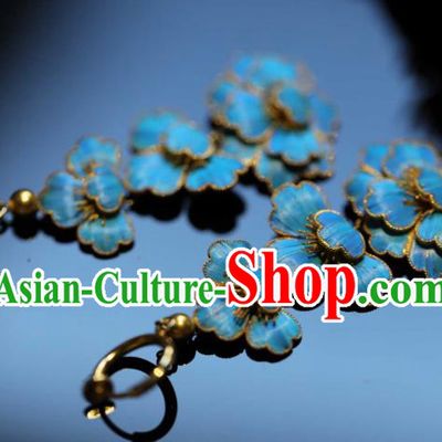Chinese Traditional Qing Dynasty Earrings Accessories Ancient Empress Cloisonne Peony Ear Jewelry