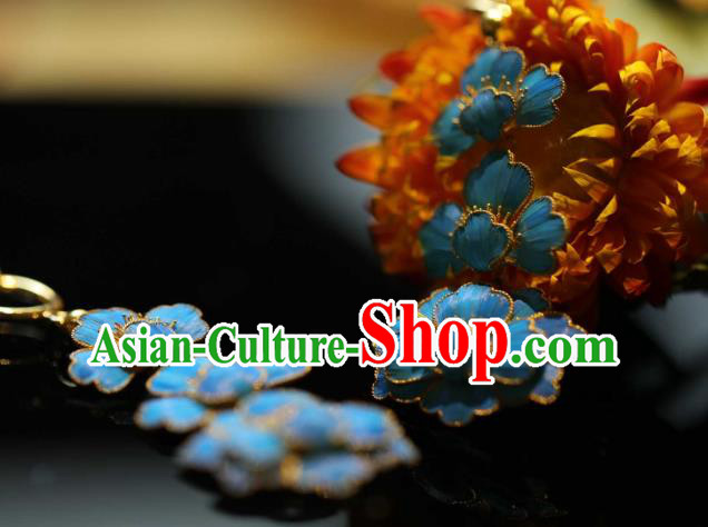 Chinese Traditional Qing Dynasty Earrings Accessories Ancient Empress Cloisonne Peony Ear Jewelry Chinese Traditional Qing Dynasty Earrings Accessories Ancient Empress Cloisonne Peony Ear Jewelry