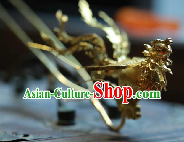 Chinese Ancient Empress Golden Phoenix Hair Stick Handmade Hair Accessories Traditional Court Hairpin Chinese Ancient Empress Golden Phoenix Hair Stick Handmade Hair Accessories Traditional Court Hairpin