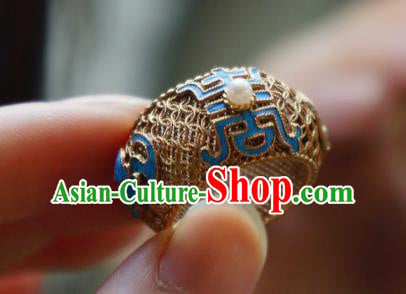 China National Cloisonne Ring Jewelry Traditional Filigree Accessories Handmade Qing Dynasty Pearls Circlet China National Cloisonne Ring Jewelry Traditional Filigree Accessories Handmade Qing Dynasty Pearls Circlet